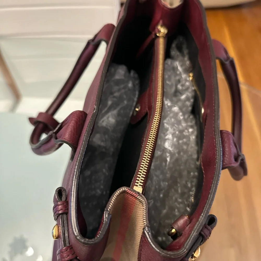 Burberry Deep Red Leather Tote - Picture 4 of 12